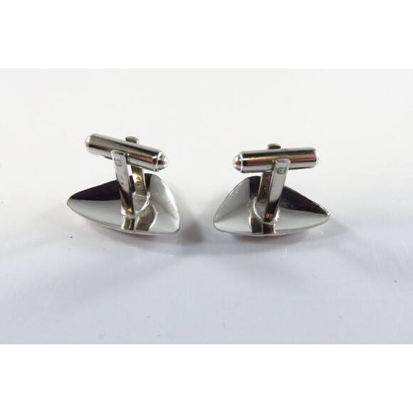 Rhodium over Sterling No Polish Sterling Silver Cufflink & Tie Bar Clip Set - Picture 6 of 8